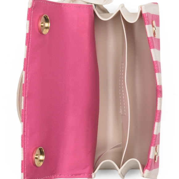 Betsey Johnson Pink and Cream Striped Satchel with Scarf - Picture 3 of 3